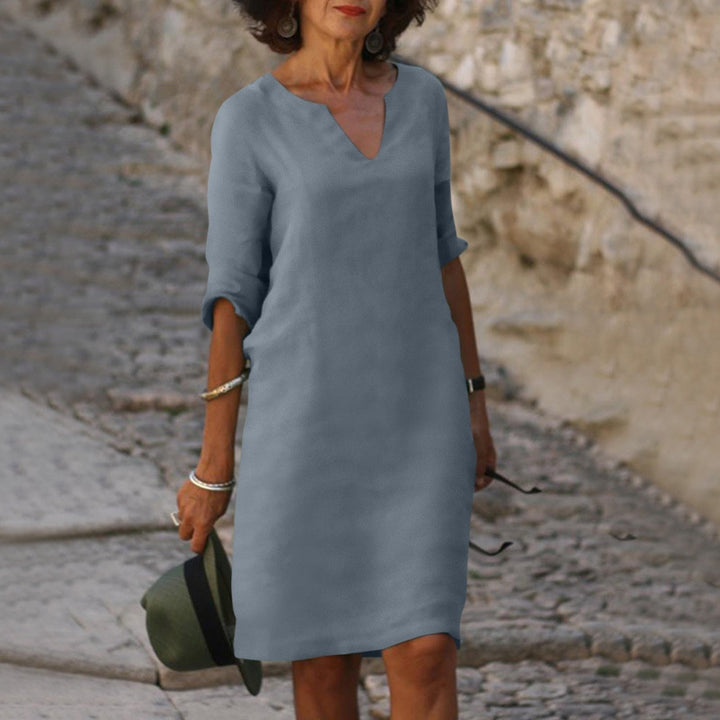MAYLORA – Leinenkleid mit V-Ausschnitt