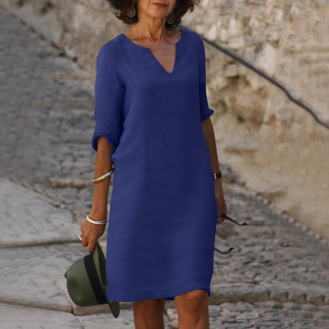MAYLORA – Leinenkleid mit V-Ausschnitt