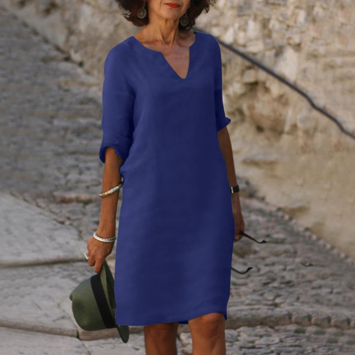 MAYLORA – Leinenkleid mit V-Ausschnitt