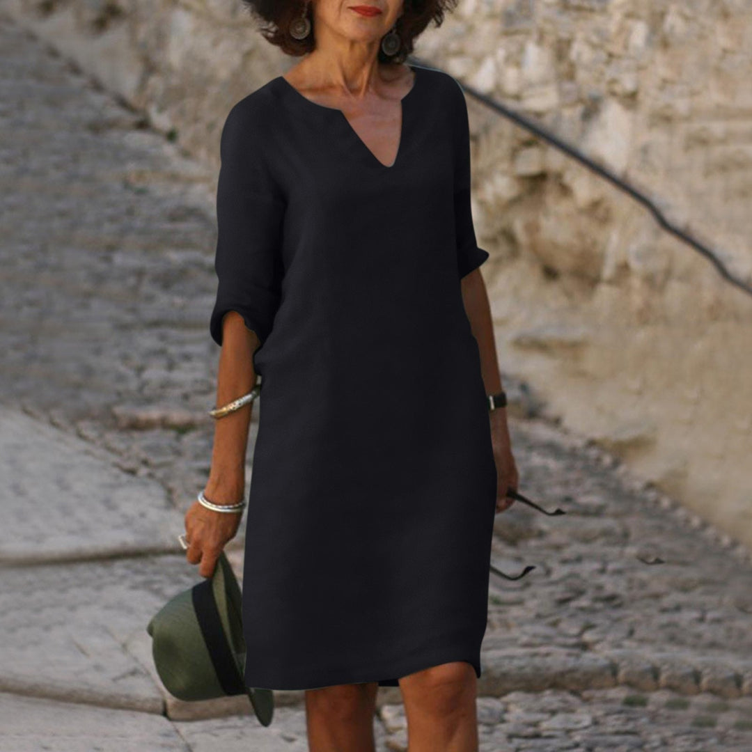 MAYLORA – Leinenkleid mit V-Ausschnitt
