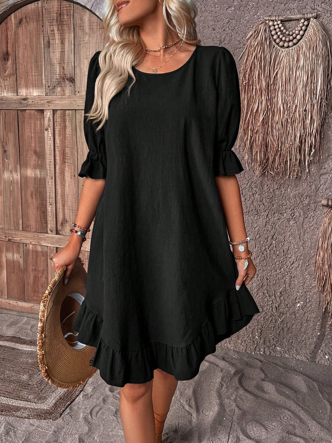 Isolde - Retro-Midi-Kleid mit Dreiviertelärmeln