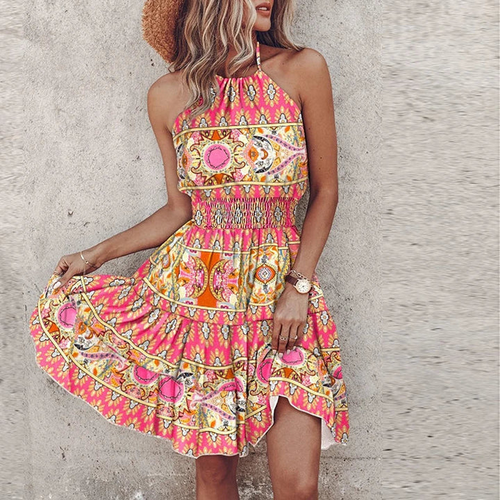 Marlowe - Bunte V-Ausschnitt Midi-Boho-Kleid