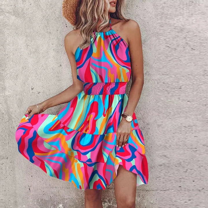 Marlowe - Bunte V-Ausschnitt Midi-Boho-Kleid