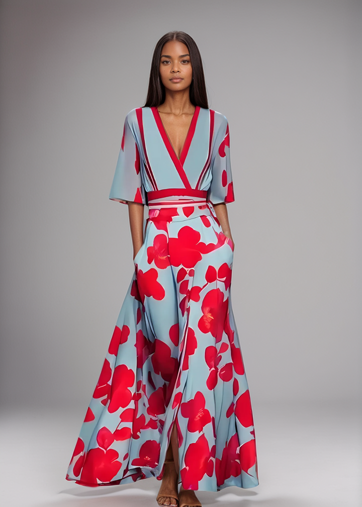 MAYLORA™ | Elegantes Maxikleid mit Blumenmuster