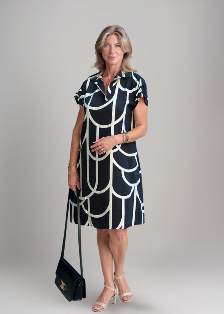 MAYLORA™ | Grafikdruck Polo-Kleid