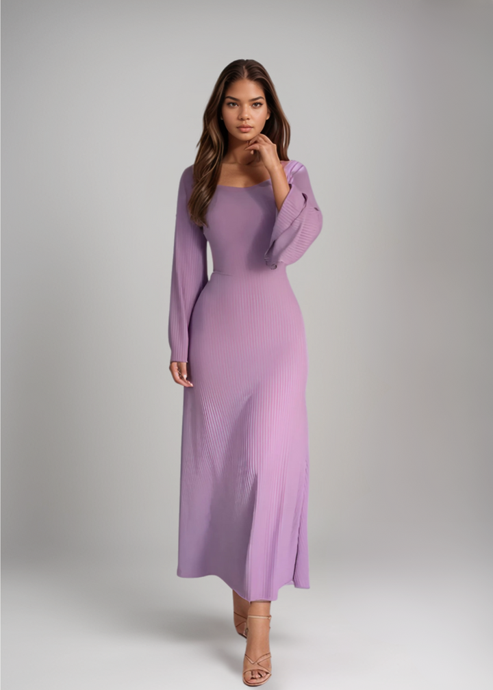 MAYLORA™ | Rippstrick Maxikleid mit Ärmeln