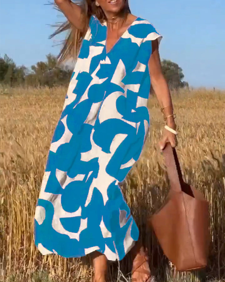 Elowen - Ärmelloses Kleid mit asymmetrischem geometrischem Design