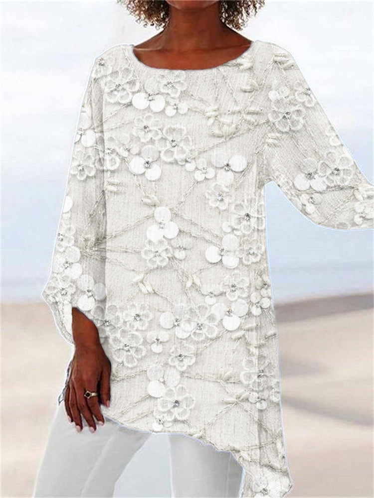 MAYLORA - Floral Crystal Print Blouse
