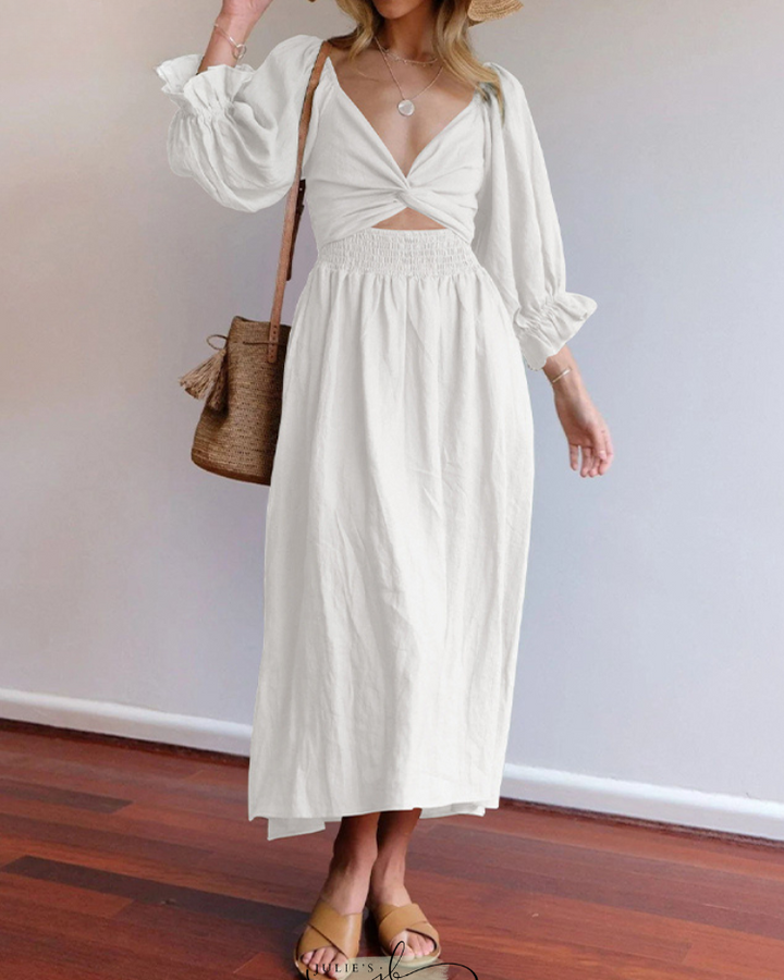 Aviana - Elegantes Maxi-Wendekleid mit Puffärmeln