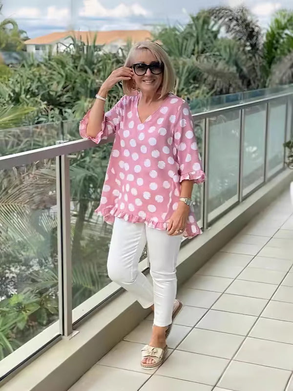 Chloe™ - Elegante V-Ausschnitt Bluse für Damen