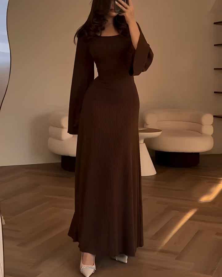 MAYLORA™ | Rippstrick Maxikleid mit Ärmeln