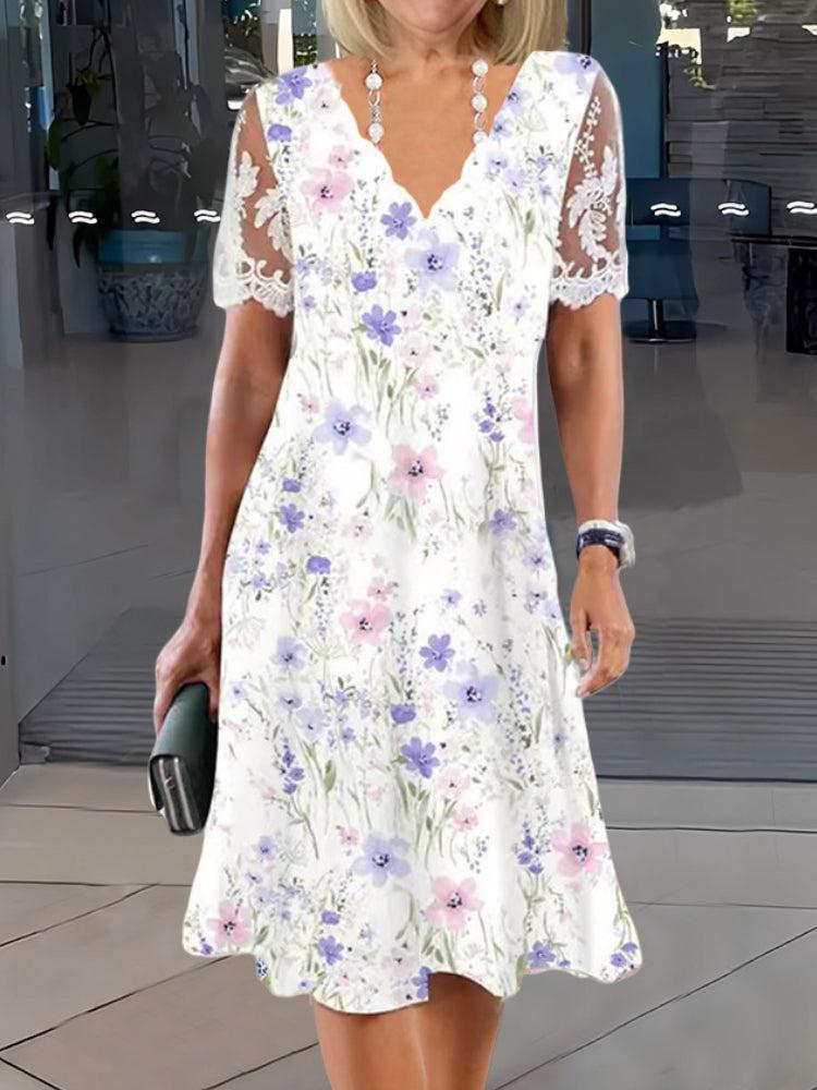 Harlyn - Midi-Kleid mit floralem Spitzen-Patchwork
