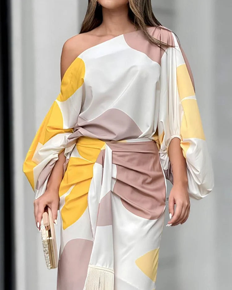 MAYLORA™ | Satinrobe mit Volumenärmeln