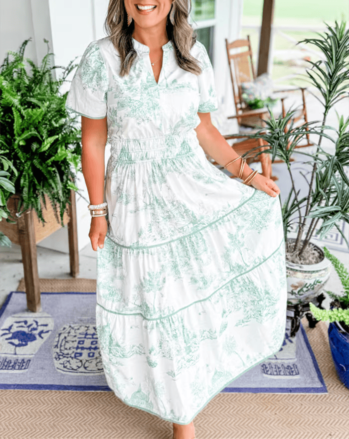 Solene - Boho-Chic V-Neck Floral Dress