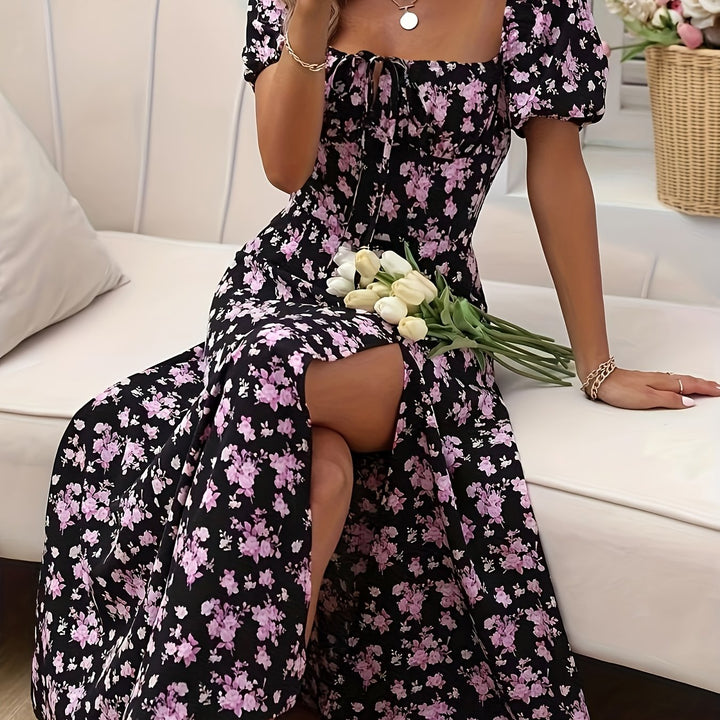Calyx - Kleid mit Puffärmeln und kreativem Blumenprint