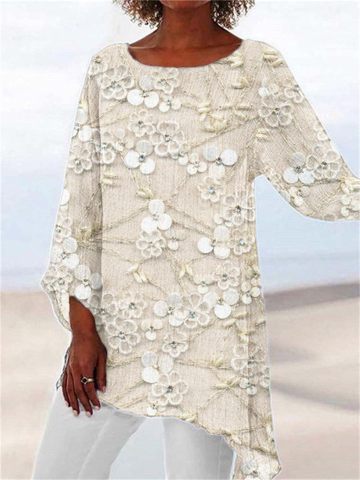 MAYLORA - Floral Crystal Print Blouse