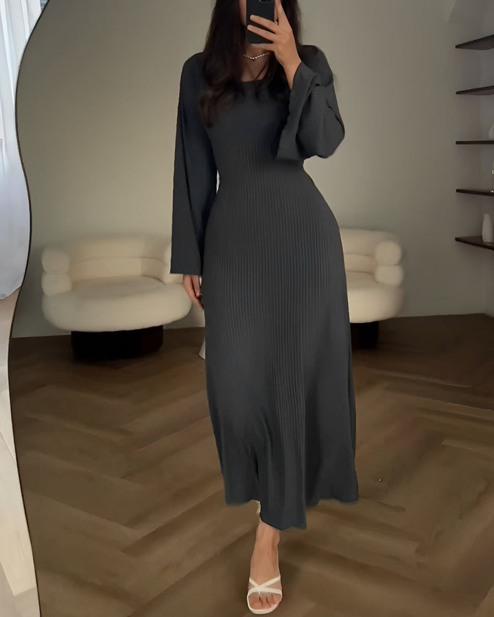 MAYLORA™ | Rippstrick Maxikleid mit Ärmeln