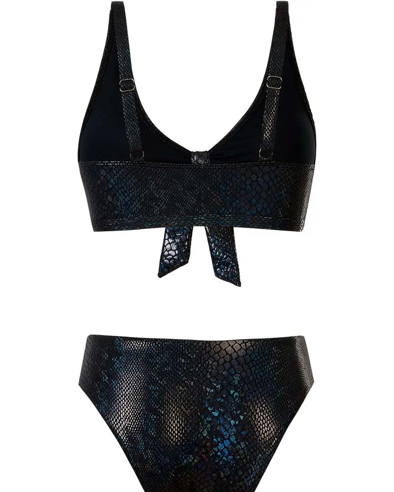 Dreieckiges Hochgeschnittenes Bikini-Oberteil mit Schlangenprint