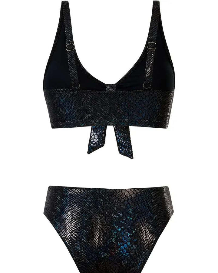 Dreieckiges Hochgeschnittenes Bikini-Oberteil mit Schlangenprint