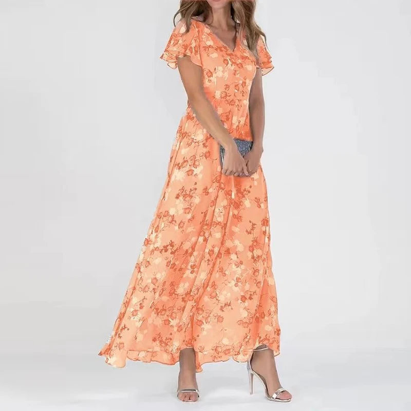 MAYLORA™ | Blumenmuster Kleid mit Rüschensäumen