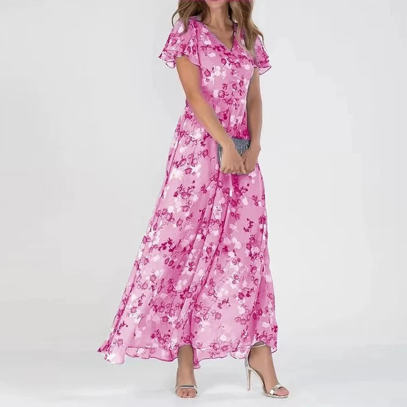 MAYLORA™ | Blumenmuster Kleid mit Rüschensäumen