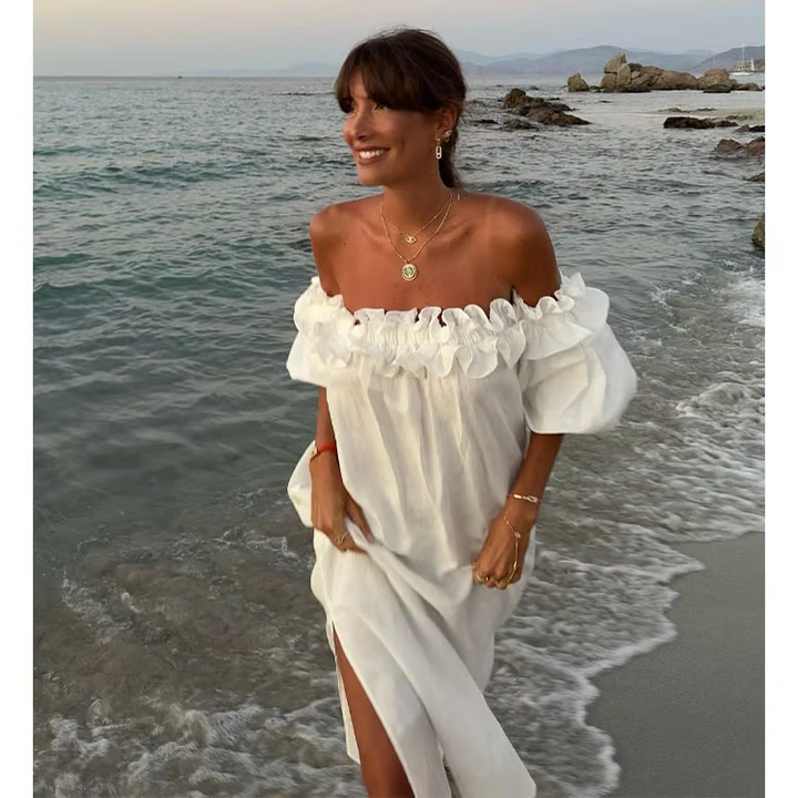 Sofia - Off-Shoulder Leinenkleid