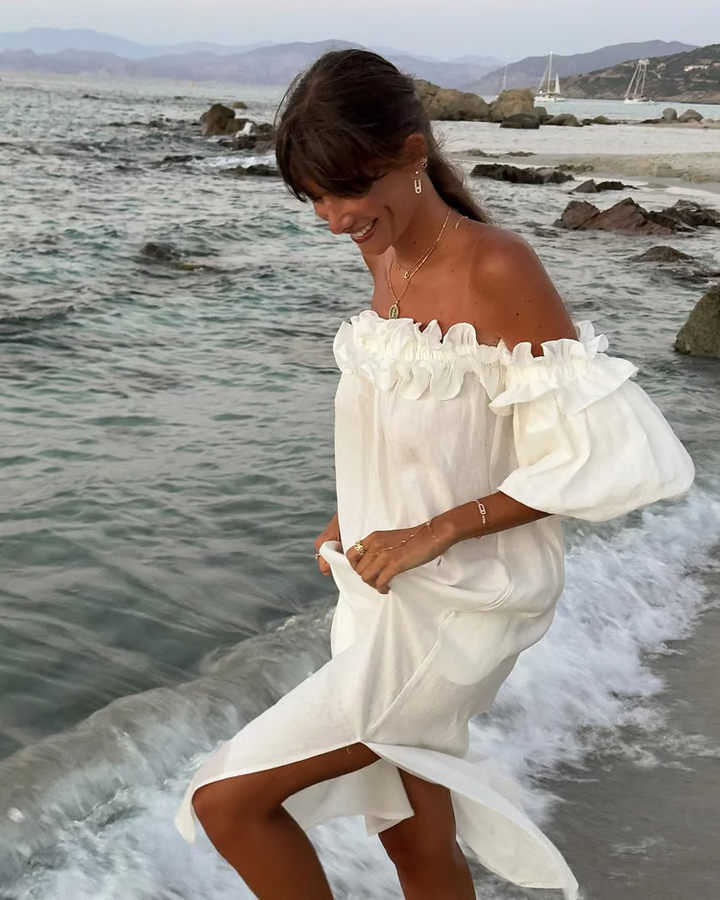 Sofia - Off-Shoulder Leinenkleid