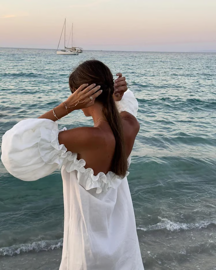 Sofia - Off-Shoulder Leinenkleid