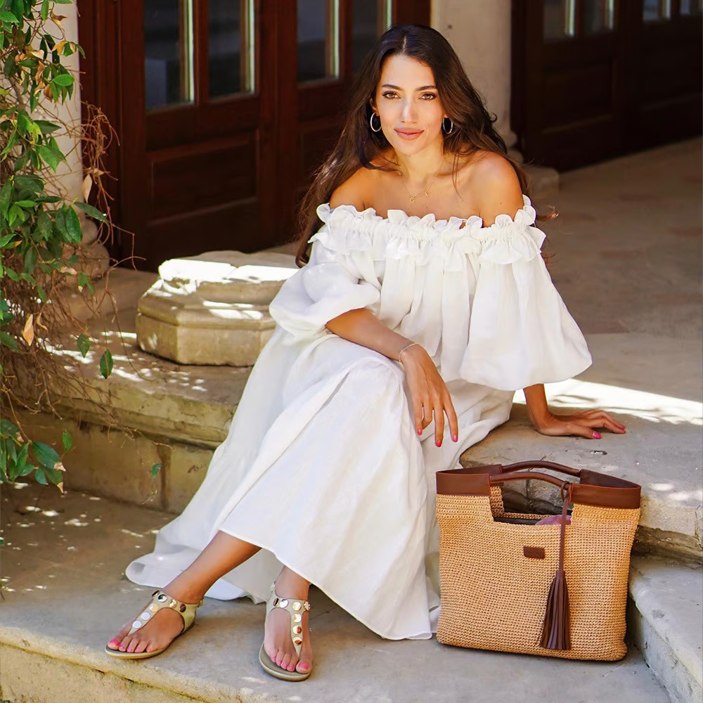 Sofia - Off-Shoulder Leinenkleid