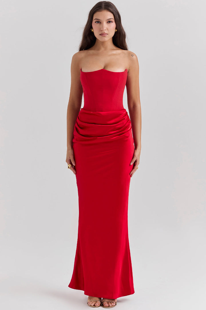MAYLORA™ | Satin Kleid in taillierter Sanduhr-Form