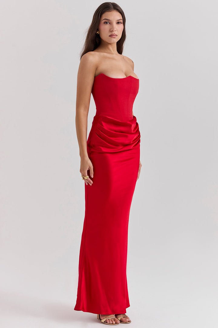 MAYLORA™ | Satin Kleid in taillierter Sanduhr-Form