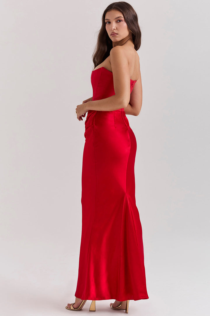 MAYLORA™ | Satin Kleid in taillierter Sanduhr-Form