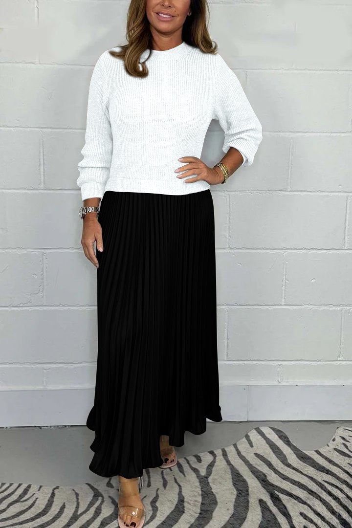 MAYLORA™ | Stilvolles Set aus Pullover und plissiertem Rock