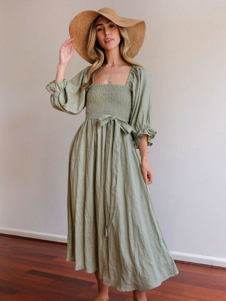 Aviana - Elegantes Maxi-Wendekleid mit Puffärmeln