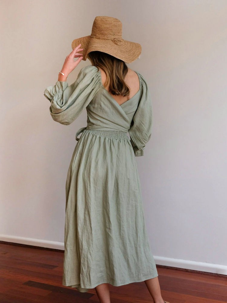 Aviana - Elegantes Maxi-Wendekleid mit Puffärmeln