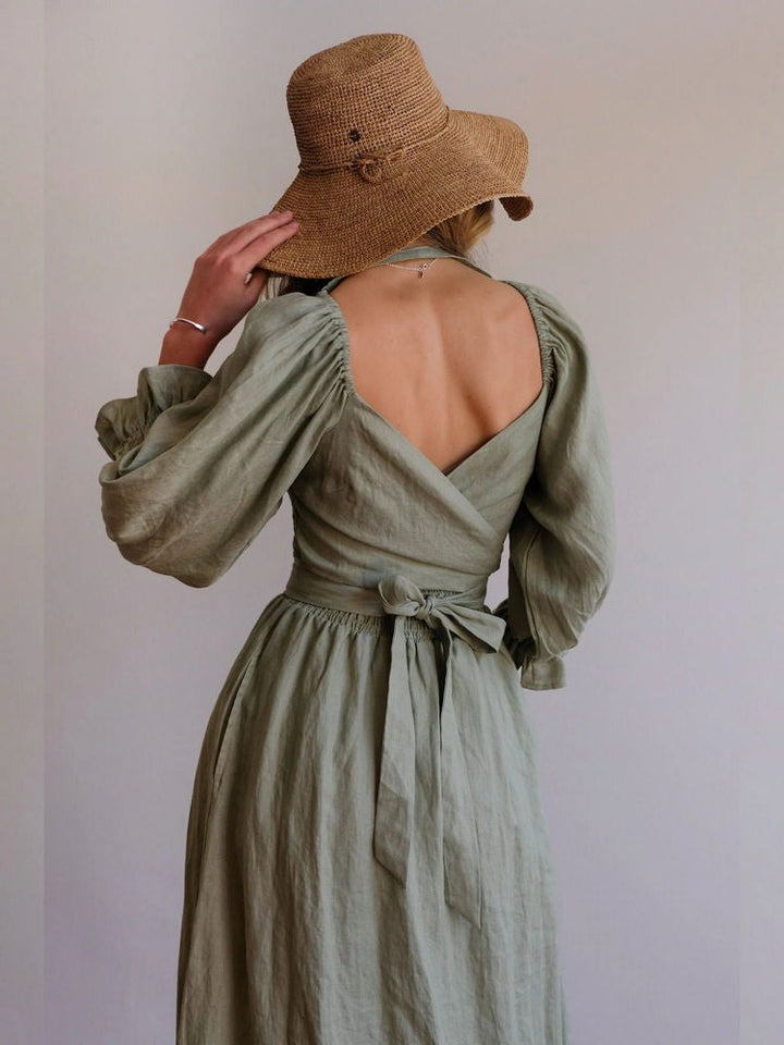 Aviana - Elegantes Maxi-Wendekleid mit Puffärmeln
