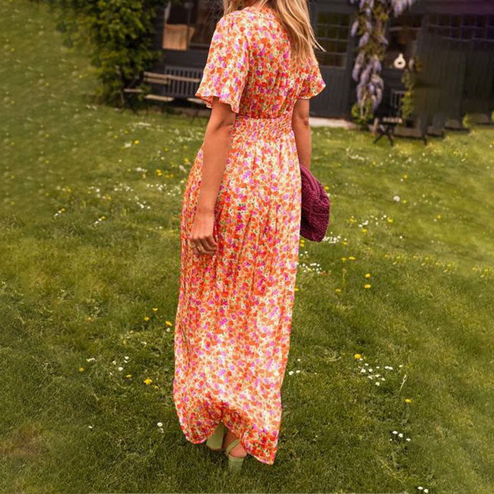 MAYLORA™ | Floral Maxi Dress with Lightweight Sleeves