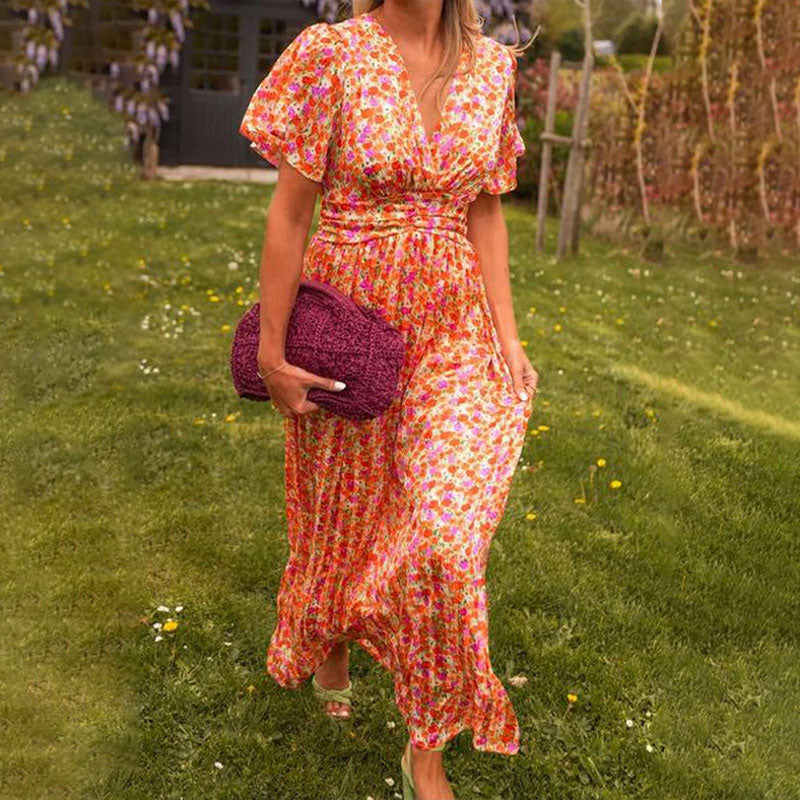 MAYLORA™ | Floral Maxi Dress with Lightweight Sleeves