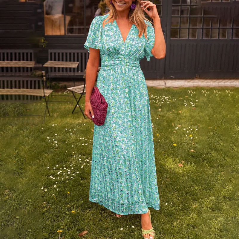 MAYLORA™ | Floral Maxi Dress with Lightweight Sleeves