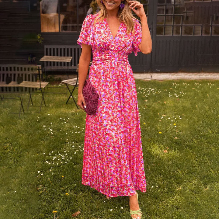 MAYLORA™ | Floral Maxi Dress with Lightweight Sleeves
