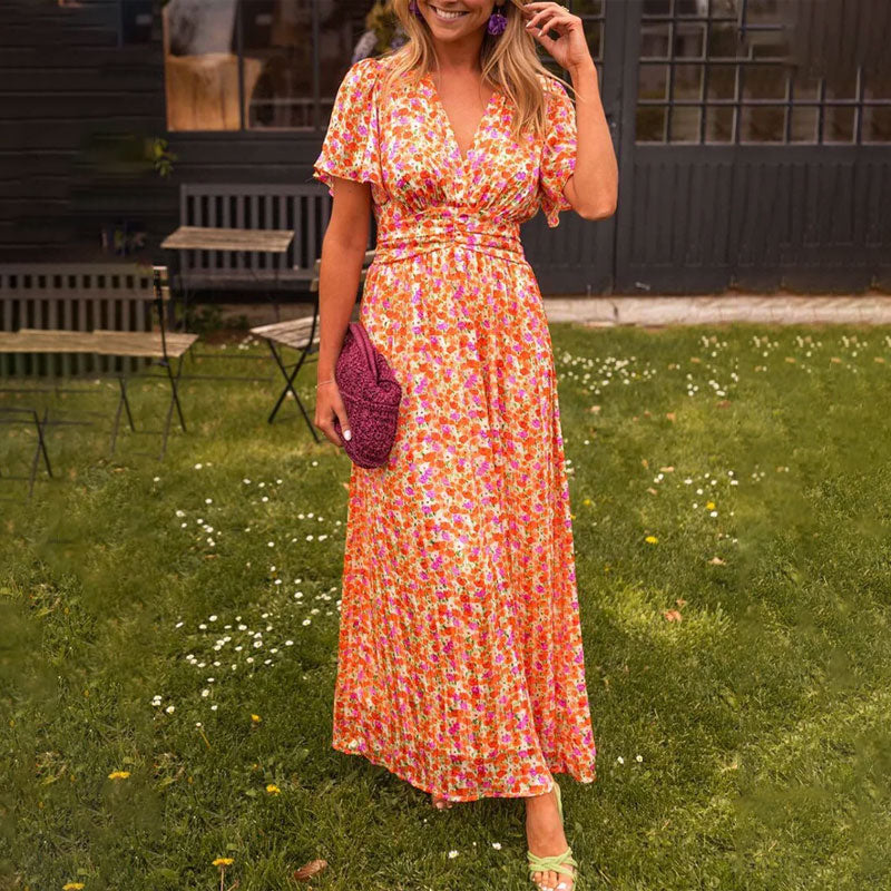 MAYLORA™ | Floral Maxi Dress with Lightweight Sleeves