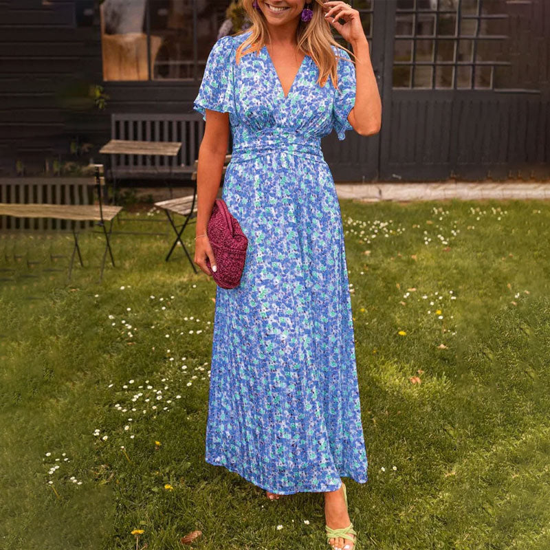 MAYLORA™ | Floral Maxi Dress with Lightweight Sleeves