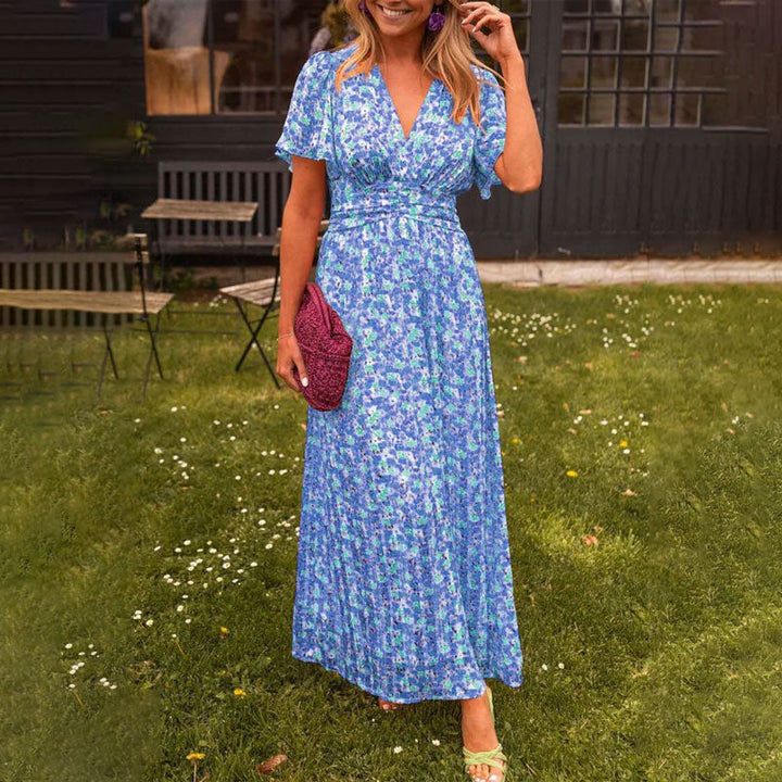 MAYLORA™ | Floral Maxi Dress with Lightweight Sleeves