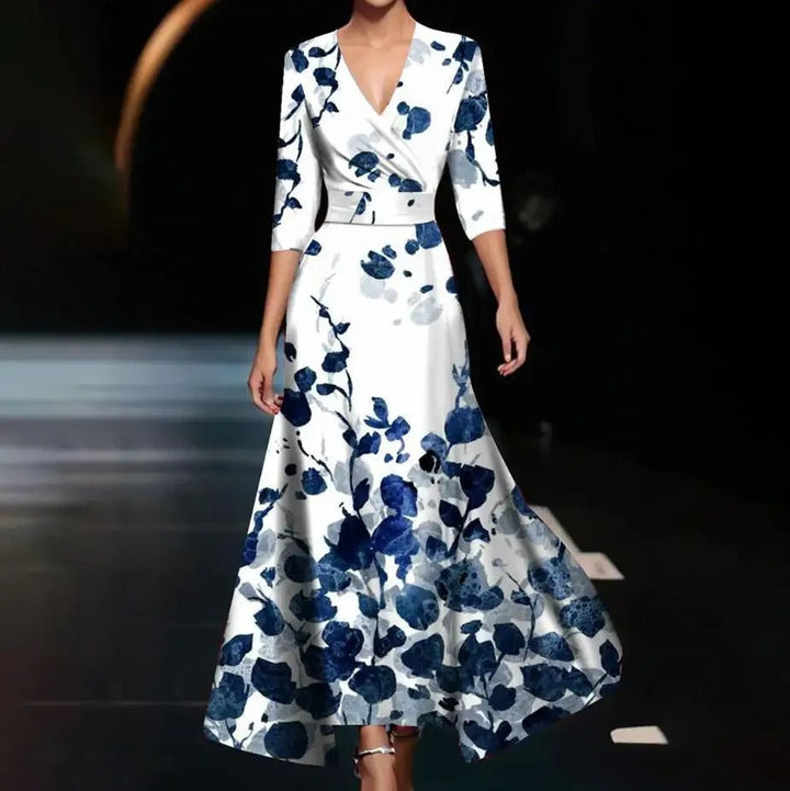 Hohe Taillen Midi Kleid Emily mit Halbärmeln