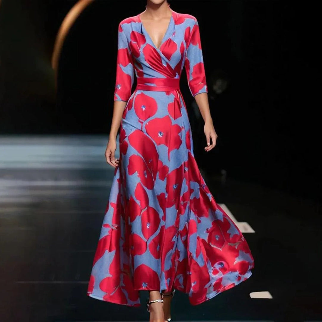 Hohe Taillen Midi Kleid Emily mit Halbärmeln