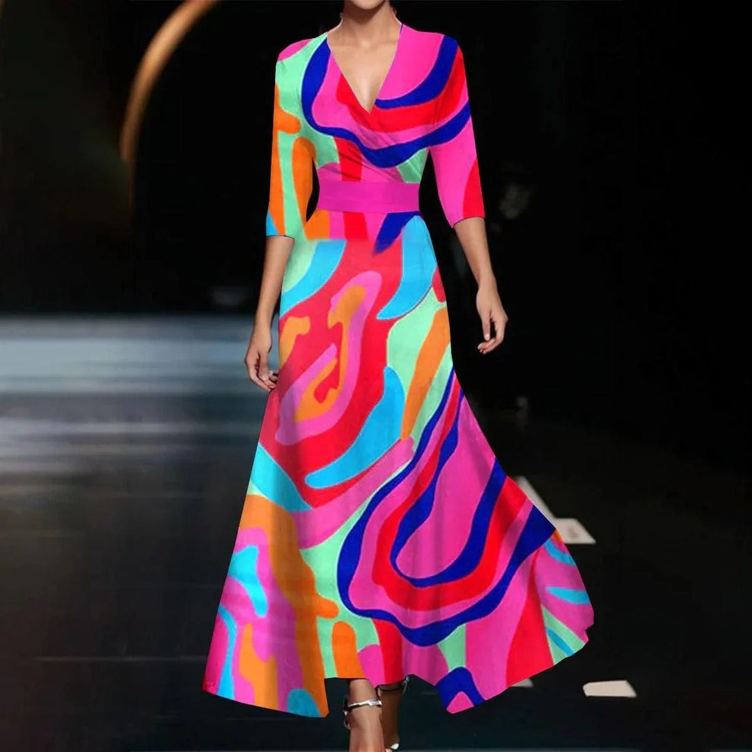 Hohe Taillen Midi Kleid Emily mit Halbärmeln