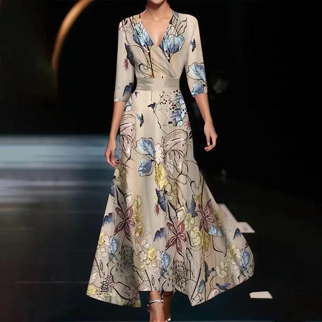 Hohe Taillen Midi Kleid Emily mit Halbärmeln