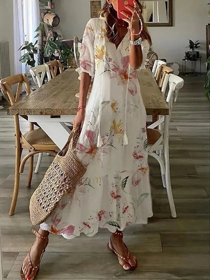 Sophia - Vintage Boho Sommerkleid mit V-Ausschnitt" can be rewritten as:

"Sophia - Bohemian Vintage Sommerkleid mit V-Ausschnitt