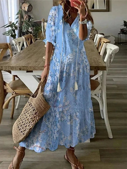 Sophia - Vintage Boho Sommerkleid mit V-Ausschnitt" can be rewritten as:

"Sophia - Bohemian Vintage Sommerkleid mit V-Ausschnitt