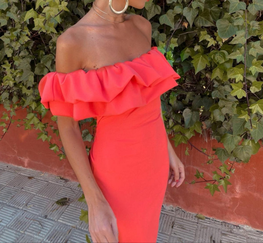 MAYLORA™ | Schulterfreies Rüschendetail Bodycon-Kleid